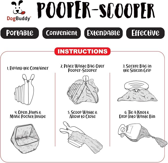 DogBuddy Pooper Scooper, Portable Dog Pooper Scooper, Poop Scooper - Image 7