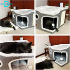 Cat Bed for Indoor Cats, Covered Cat Cave House & Furniture - Image 5
