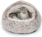 CATISM Cat Bed, Plush Hooded Cat Beds by Petsfriend