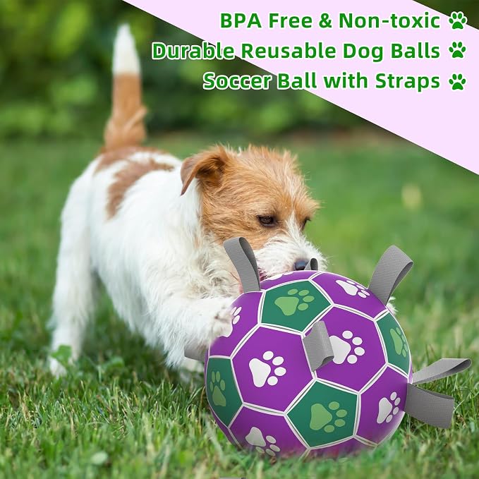 Diman Dog Balls with Nylon Straps, Puppy Soccer Ball - Image 6