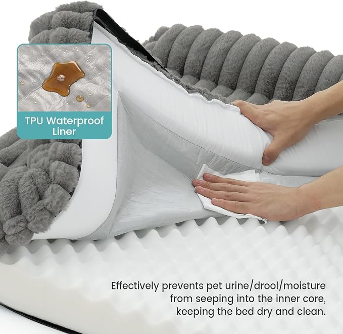 Cute Dog Bed, Faux Rabbit Fur Orthopedic Foam Dog Bed - Image 7