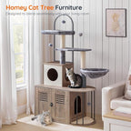 HOOBRO Cat Tree with Litter Box Enclosure, Arched All-in-One 31.5" Cat Tower - Image 2