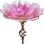 MUMTOP 31 Inch Height Glass Birdbath Birdfeeder by MUMTOP