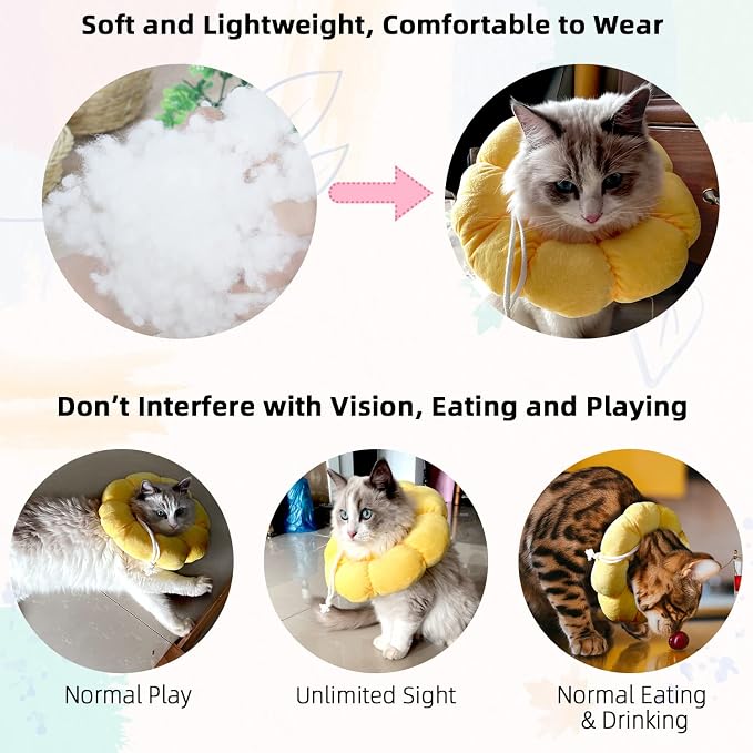 KUDES Cat Small Dog Recovery Collar, Cute Sunflower Neck Cone After Surgery - Image 6