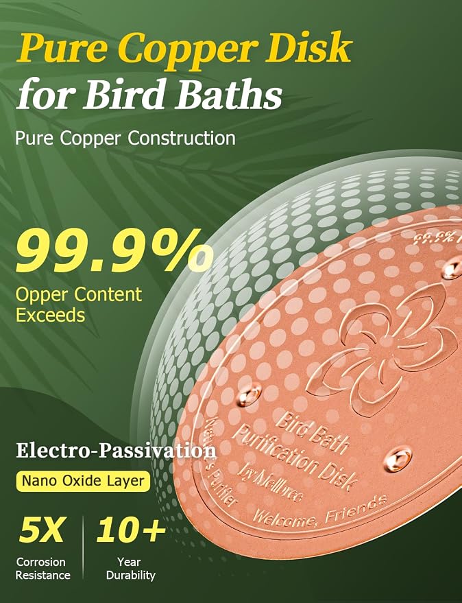 Mellbree 2-Pack Bird Bath Copper Disk, 0.6mm Reinforced 99.99% Pure Copper - Image 4