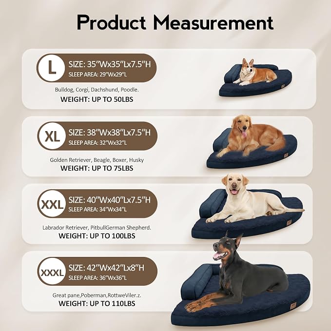 Large Orthopedic Dog Bed with Sides Big Dog Beds with Removable Washable Cover - Image 6