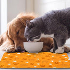 Dog Food Mat, Absorbent Water Bowl Mats Cat Pet Feeding Placemats Orange 24 * - Image 7