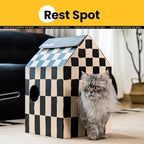 Cardboard Cat House with Scratch Pad & Catnip, Cat Play Scratching House - Image 4