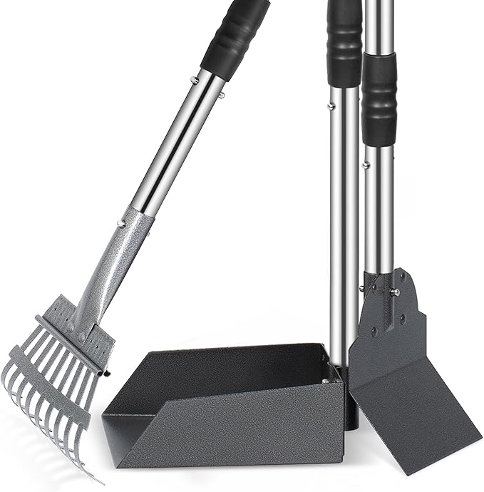 Heeyoo Dog Pooper Scooper, Dog Poop Tray and Rake Set, Pet Waste Removal Scoop by Heeyoo