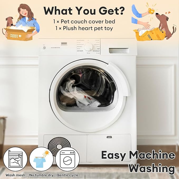 FUNNY FUZZY Pet Fluffy Fuzzy Couch Cover, Calming Washable Dog Bed Sofa - Image 4