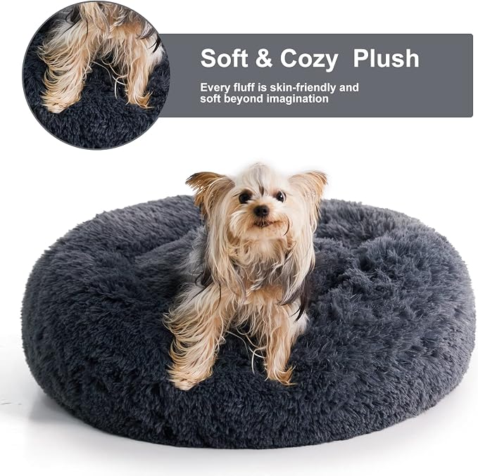 WNPETHOME Calming Dog Bed & Cat Bed, Anti-Anxiety Donut Small Dog Beds - Image 2