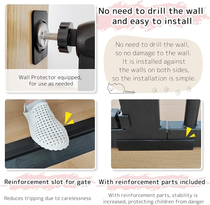 Lumizone Extra Tall Pet Gate 55.12" High Pressure Mounted 42.52"-46.64" Extra - Image 6