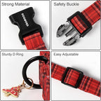 DOGWONG Christmas Plaid Dog Collar, Cute Adjustable Red Collar - Image 3