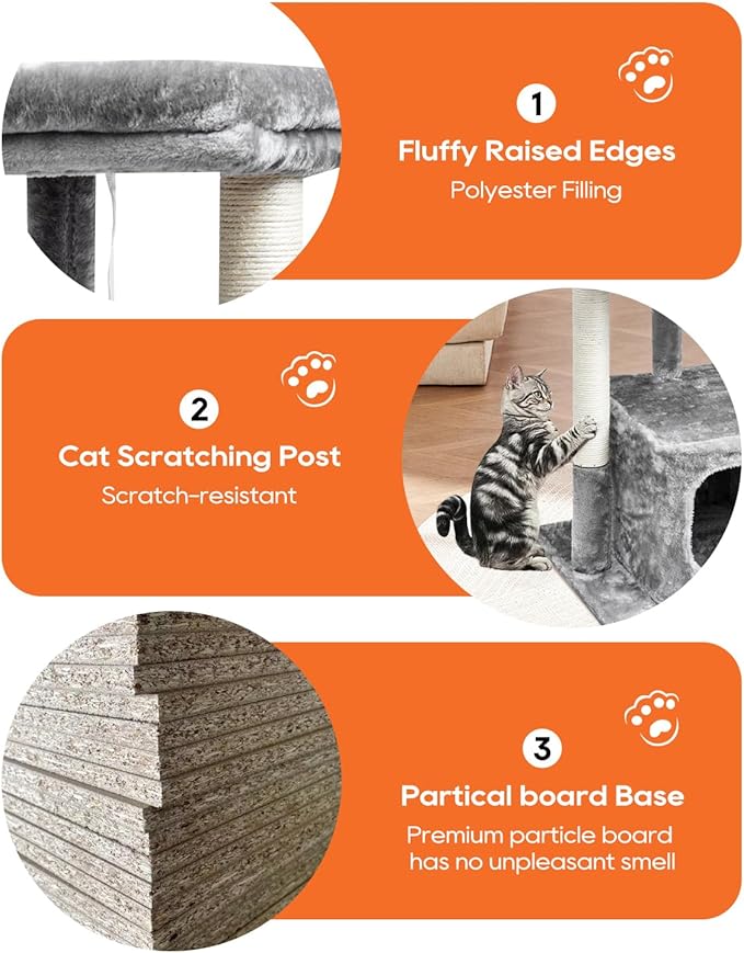 SYANDLVY 27IN Cat Tree for Indoor Cats Large Adult, Modern Activity Tower - Image 5