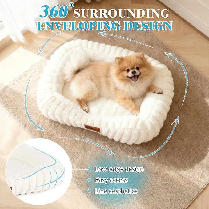 Dog Bed for Small & Medium Dogs – Calming Furry Puppy Bed - Image 4