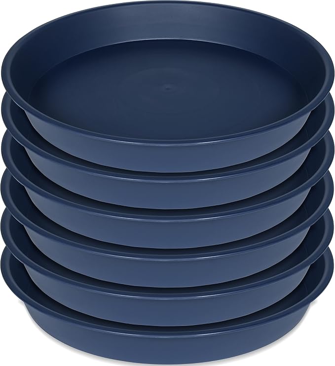 6 Pack of 10 inch Plant Saucer Blue, Heavy Duty Plastic Plant Saucer 10 inch by Bleuhome