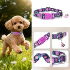 Floral Puppy Collar with Bell - Image 3