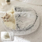 ShinHye Plush Fluffy Hooded Cat Bed Cave, Cozy - Image 4