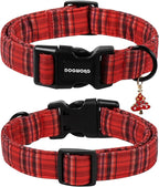 DOGWONG Christmas Plaid Dog Collar, Cute Adjustable Red Collar - Image 2