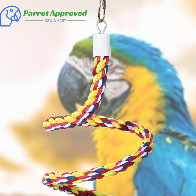 2Pcs 63'' Bird Rope Perches Birdcage Swing Toys 100% Cotton Natural Bird Perch - Image 6