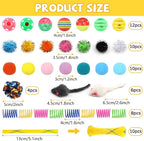Kitten Toys, Cat Mouse Toy, Kitten Sparkle Crinkle Balls Furry Soft Pom Pom - Image 3