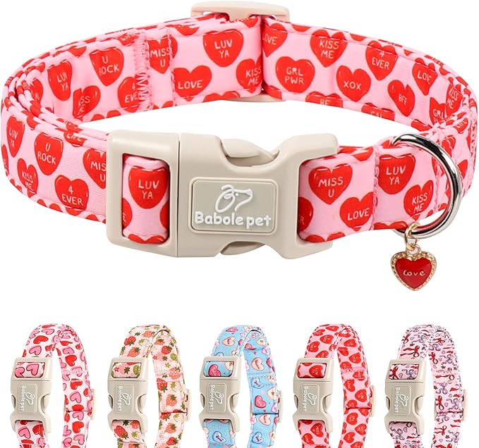 Valentines Dog Collar for Medium Dogs by Babolepet