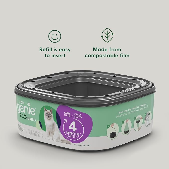 Litter Genie Eco Refills | Compostable Cat Litter Bags Jumbo 1-pack | Up to 4 - Image 9