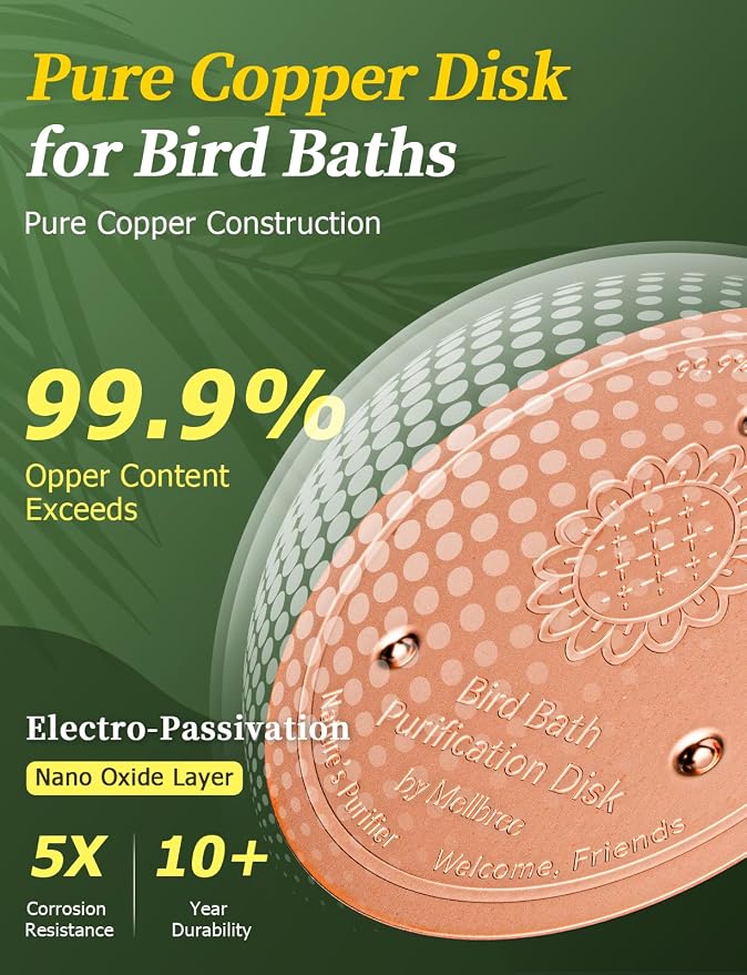 Mellbree 2-Pack Bird Bath Copper Disk, 0.6mm Reinforced 99.99% Pure Copper - Image 4