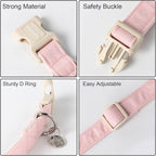 DOGWONG Cotton Hemp Dog Collar, Heavy-Duty Pink Dog Collar Adjustable Soft - Image 3