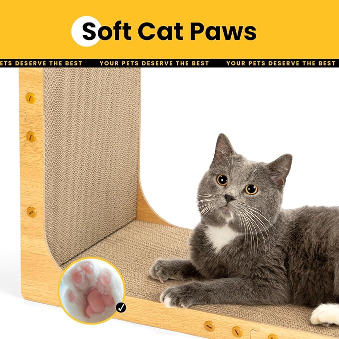 Cardboard Cat Scratcher, 23 Inch L Shape Scratch Pad Wall Mounted, Vertical - Image 7