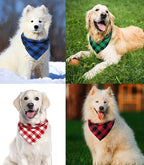 Christmas Plaid Bandana with Button, Fall Dual Layer Soft Cotton Triangle Dog - Image 5