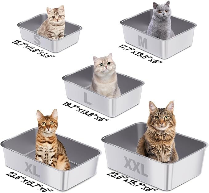 Stainless Steel Litter Box 2 Pack, 19.7"x13.7"x6" Large Metal Litter Box - Image 6
