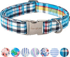 Unique style paws Dog Collar Metal Buckle Blue Plaid Durable Cute Puppy Collar by Uniquestylepaws