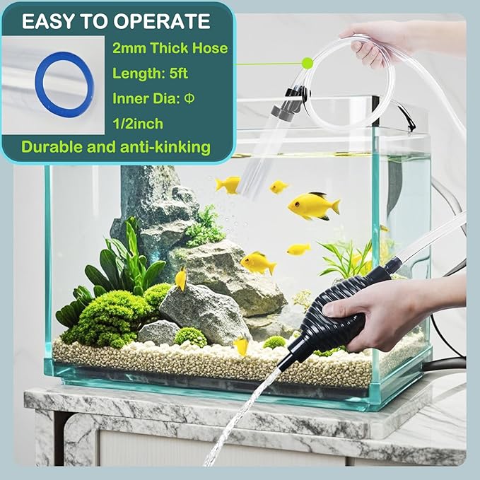 5ft Aquarium Siphon Vacuum Cleaner-Hand Siphon Pump Water Changer - Image 5