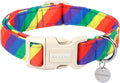 DOGWONG Cotton Dog Collar, Rainbow Dog Collar Durable Soft Natural Fabric Pet by DOGWONG