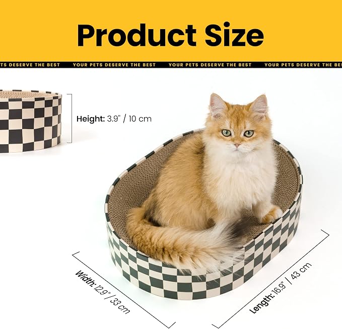 Cat Scratcher Cardboard, 2 in 1 Oval Cat Scratch Pad Bowl - Image 7