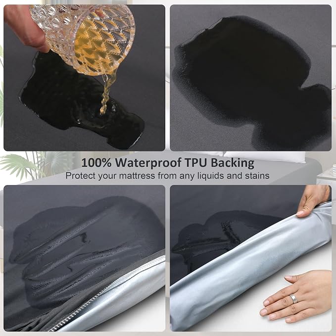 Waterproof Mattress Protector King, Fitted Sheet Style Breathable Mattress Cover - Image 3