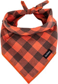 Dog Bandana Fall XLarge-Orange Brown Dog Scarf Buffalo Plaid Printing by Gofshy