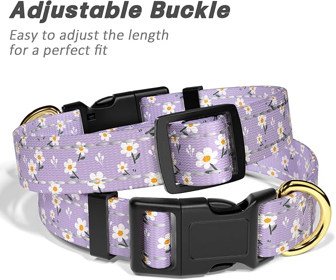 Reflective Dog Collar for Large Dogs, Cute Flower Theme Adjustable Heavy-Duty - Image 6