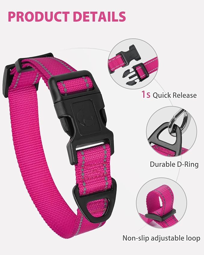 Joytale Large Dog Collar, Reflective and Adjustable Nylon Pet Collar - Image 4