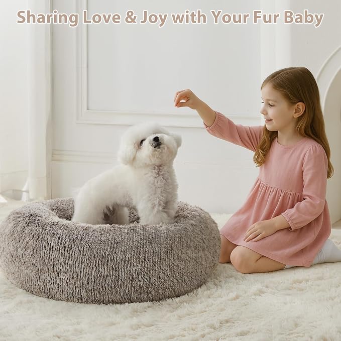 WNPETHOME Calming Dog Bed Cat Bed Donut, Faux Fur Pet Bed Self-Warming Donut - Image 5