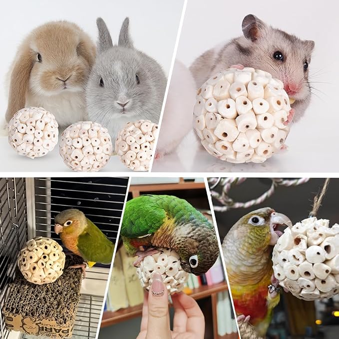 12 Pack Bird Toy Sola Balls, Natural Parrot Soft Chew Shredding & Foraging Toy - Image 7