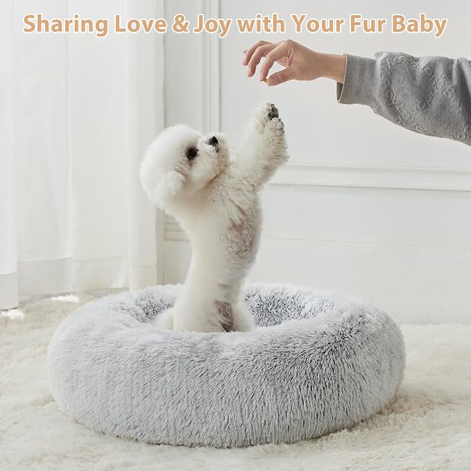 WNPETHOME Calming Dog Bed Cat Bed Donut, Faux Fur Pet Bed Self-Warming Donut - Image 5