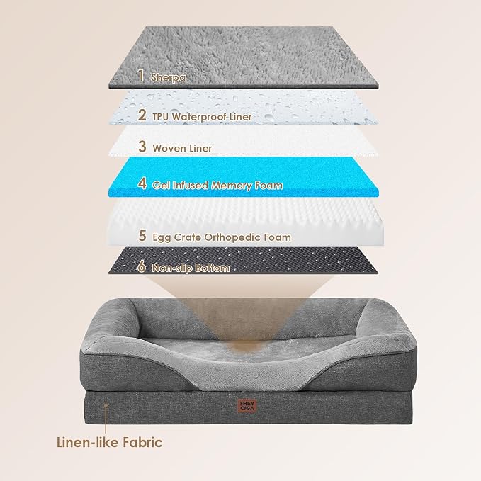 EHEYCIGA Orthopedic XL Dog Bed for Large Sized Dog, Waterproof Liner & Washable - Image 2