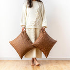 Pack of 2 Leather Throw Pillow Covers, Modern Boho Decorative Cognac Thickened - Image 2
