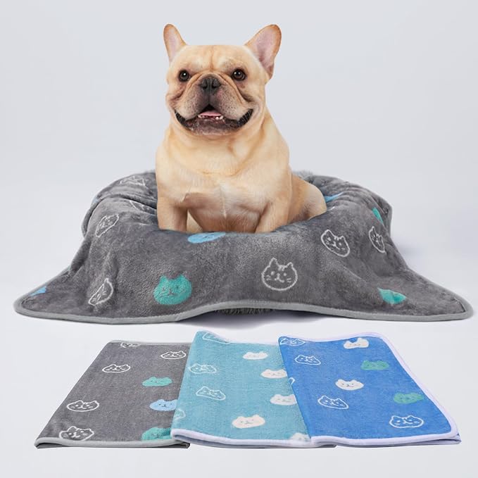 1 Pack 3 Blankets Super Soft Fluffy Premium Cute Cat Pattern Pet Blanket - Image 5