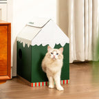 Cardboard Cat House with Scratch Pad & Catnip, Cat Play Scratching House - Image 9