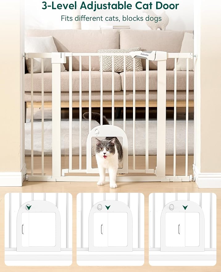 Babelio Baby Gate with Adjustable Cat Door, 29-43" Auto Close Durable Pet door - Image 2