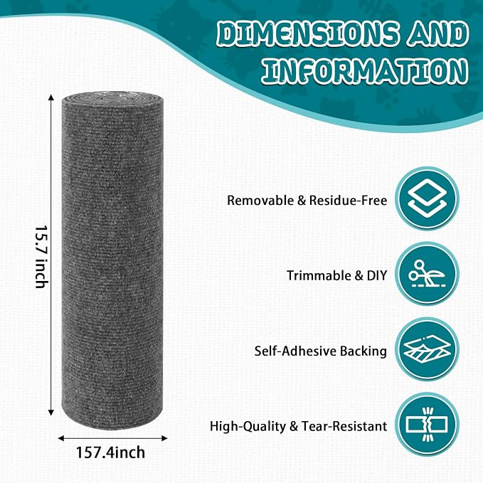 Climbing Cat Scratcher Mat Trimmable Cat Scratching Post Carpet 157.4’’x15.8’’ - Image 2