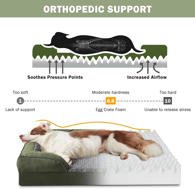 INVENHO Orthopedic Dog Bed for Large Dogs, Washable Waterproof, Egg-Crate Foam - Image 2